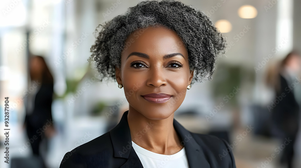 Portrait of a confident businesswoman with gray hair and a warm smile. Portrait of a confident businesswoman with gray hair and a warm smile.