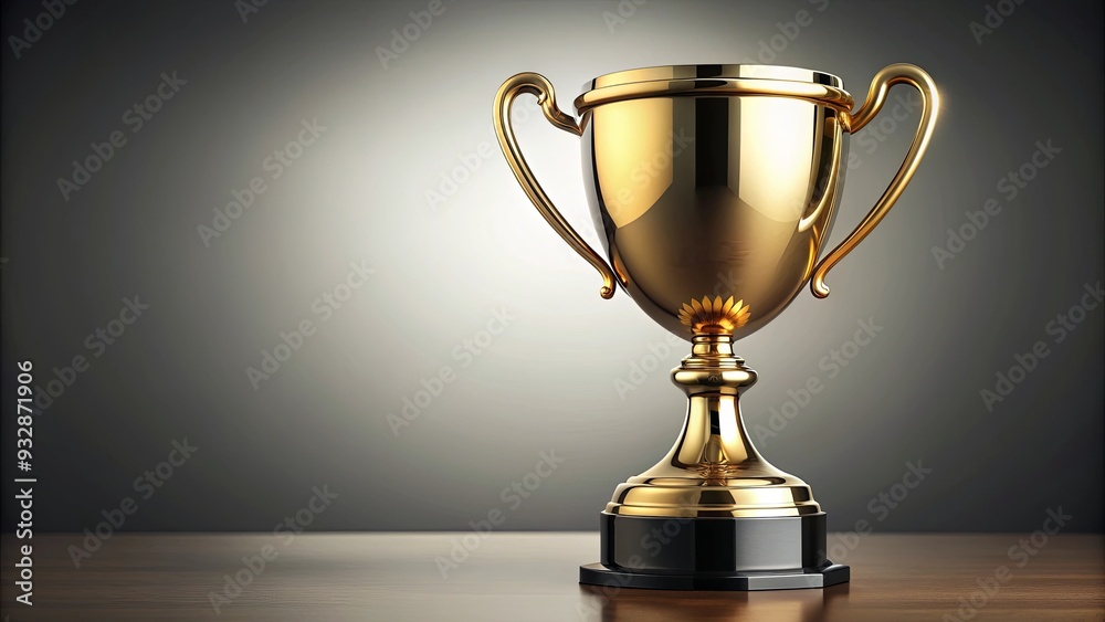 Front view of golden football trophy cup, gold, award, sport, championship, victory, success, competition, soccer, achievement Front view of golden football trophy cup, gold, award, sport, championship, victory, success, competition, soccer, achievement