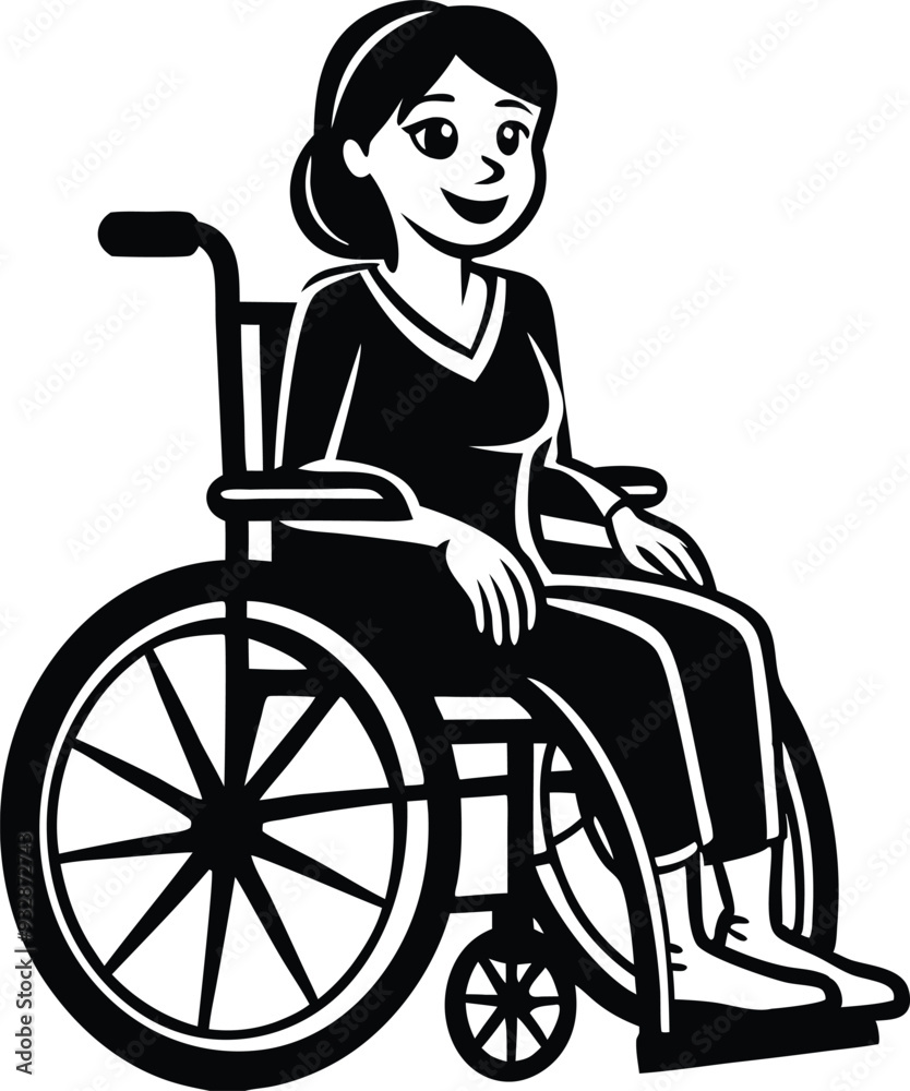 silhouette of woman on wheelchair on white background illustration silhouette of woman on wheelchair on white background illustration
