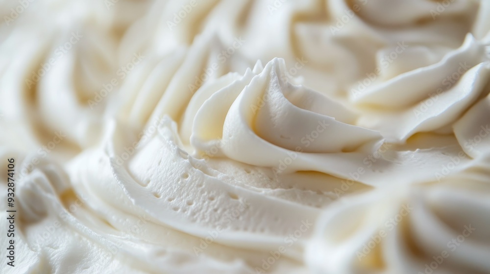 White icing on a freshly baked cake, sweet and smooth, dessert close-up