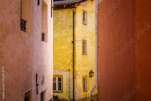 Europe, Italy, Bressanone. Colorful houses.