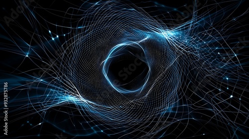 Fototapeta Naklejka Na Ścianę i Meble -  Topological visualization of continuous mathematical functions in a neural network framework, top view, copy space for text,