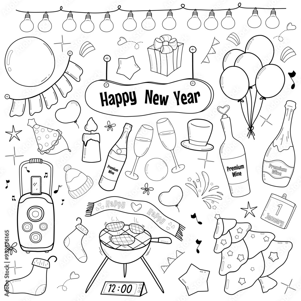 Hand drawn Christmas icon set. Vector illustration on white background. Celebrate New Year. Hand drawn Christmas icon set. Vector illustration on white background. Celebrate New Year.