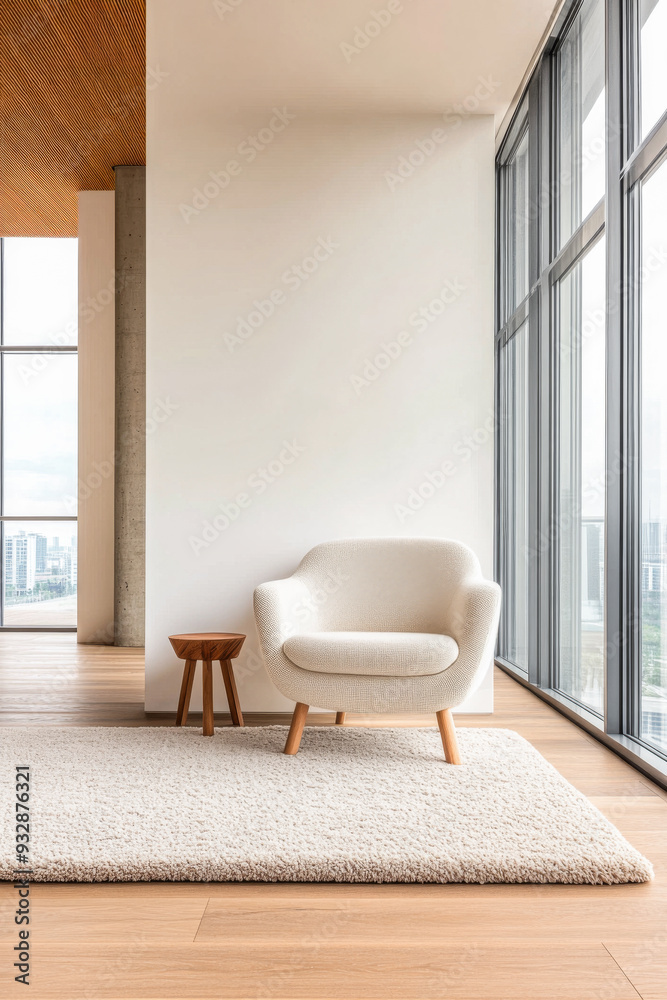 Fototapeta premium Modern living room in a luxury property withe stylish furniture. Residential interior design composition.