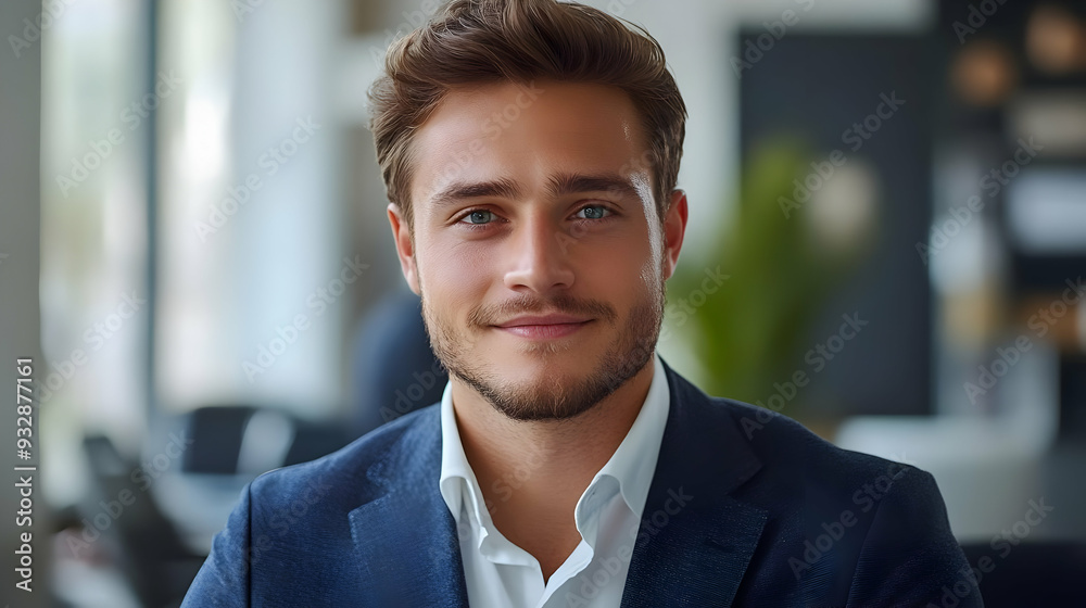 Portrait of a smiling businessman in a blue suit. Portrait of a smiling businessman in a blue suit.