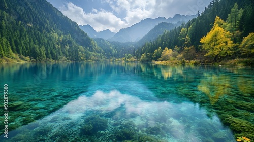 Jiuzhaigou once logged extensively is now Chinas top park safeguarding 278 sq mi of UNcalled most diverse temperate forest It hosts 118 lakes incl Five Colored PondLocated in SichuanCh : Generative AI photo