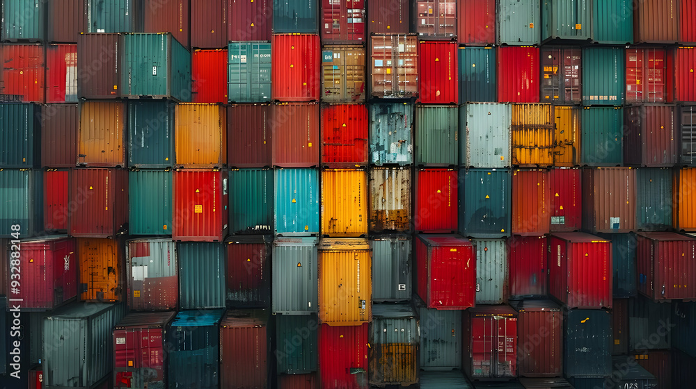Fototapeta premium Colorful Stacked Shipping Containers Photo