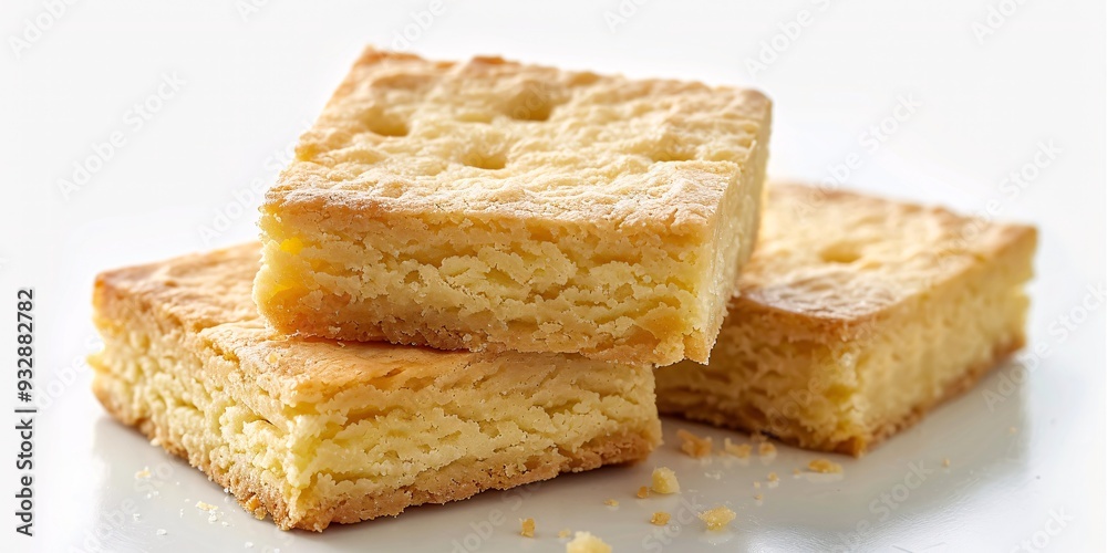 Traditional butter shortbread on a white backdrop. Traditional butter shortbread on a white backdrop.