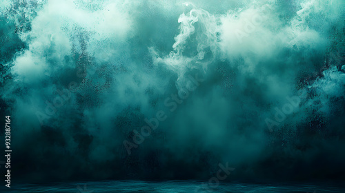 haunting green and blue grunge wall dark smoke texture eerie horror thriller mystery movie poster design isolated on white background, 