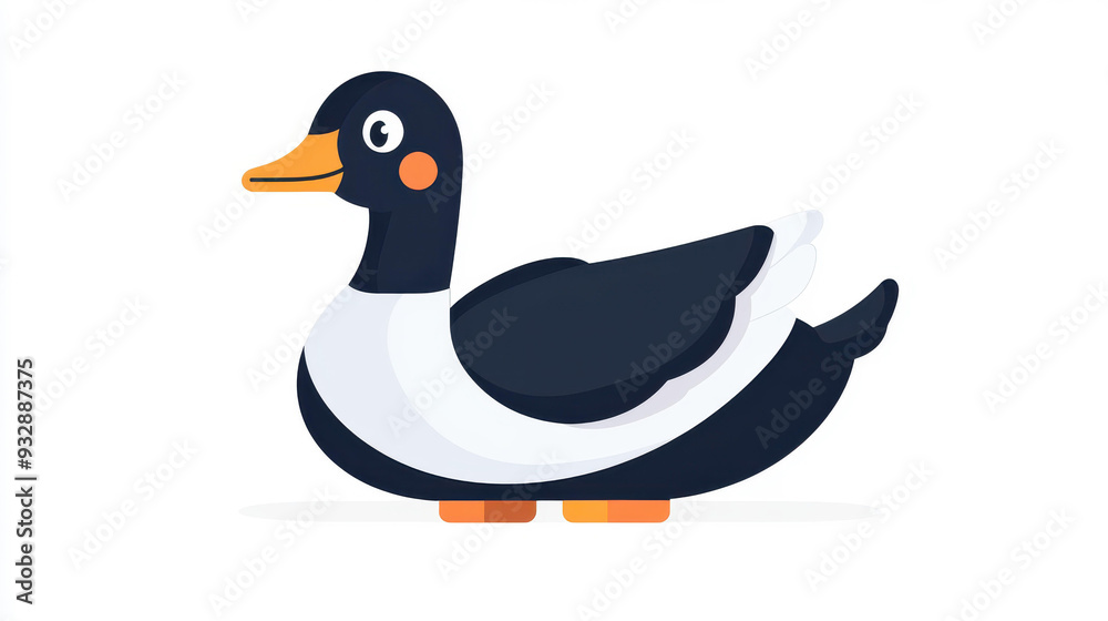 Fototapeta premium A playful illustration featuring a colorful cartoonstyle goose and duck, showcasing their charming textures and features.