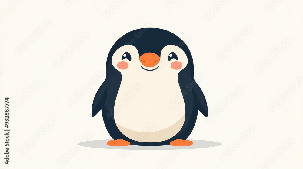 Fototapeta premium Adorable pixel art of a cute penguin This modern cartoonstyle illustration features charming textures and vivid colors.