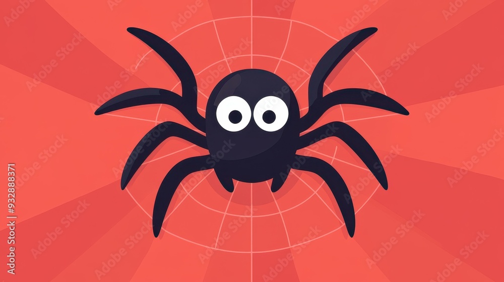 A sleek spider rests on a simple web, featuring modern flat design with soft colors and minimalistic charm. A sleek spider rests on a simple web, featuring modern flat design with soft colors and minimalistic charm.
