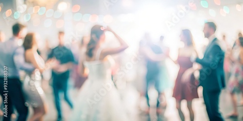 Softly blurred image of a dance party at a spring fling event.
