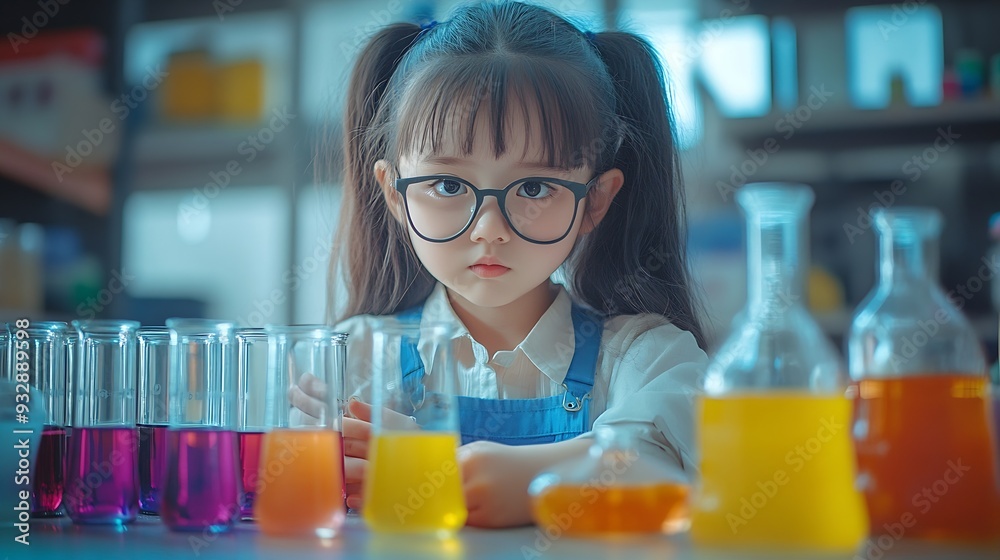 Girl classroom and science beaker for learning education and test with smart or intelligent child Student in school with chemistry knowledge and pour liquid for experiment and chemical : Generative AI Girl classroom and science beaker for learning education and test with smart or intelligent child Student in school with chemistry knowledge and pour liquid for experiment and chemical : Generative AI