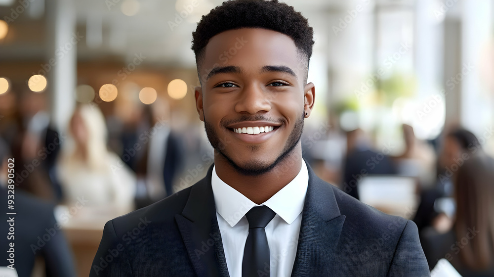 Smiling businessman in a suit with a black tie. Smiling businessman in a suit with a black tie.