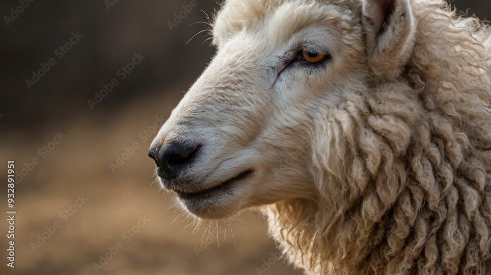 Closeup of sheep and wolf face to face Closeup of sheep and wolf face to face