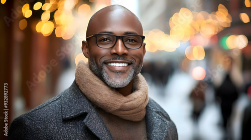 Smiling man with glasses an...