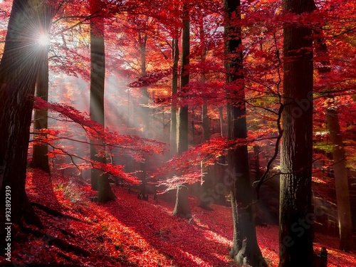 autumn forest in the morning