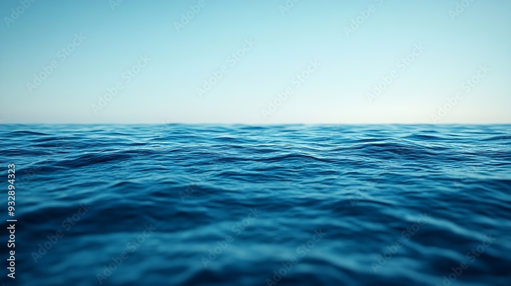 Fototapeta premium The ocean is calm and blue with no visible waves The water is still and peaceful creating a serene atmosphere : Generative AI