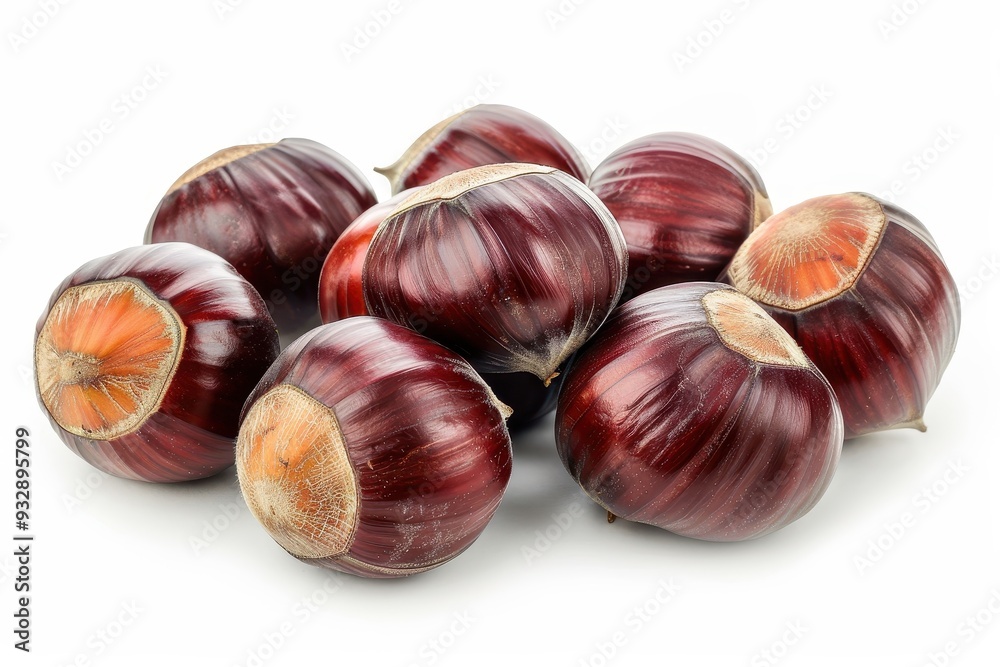 Isolated fresh chestnuts on white background with clipping path Isolated fresh chestnuts on white background with clipping path