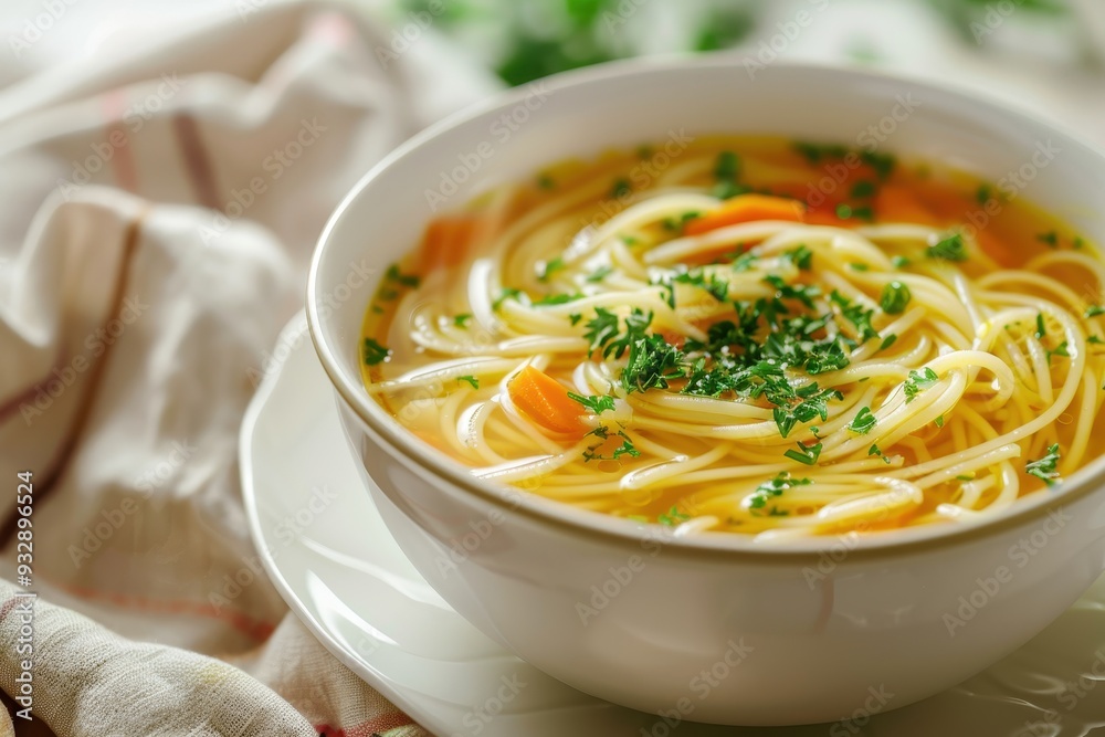 Italian capeletti soup in soft light with copy space Italian capeletti soup in soft light with copy space