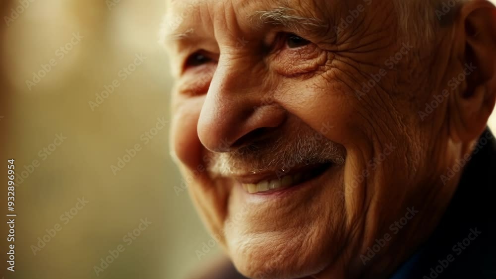 Elderly man with white hair and a mustache looks away, smiling subtly. His content expression reflects wisdom and experience, embodying graceful aging Elderly man with white hair and a mustache looks away, smiling subtly. His content expression reflects wisdom and experience, embodying graceful aging