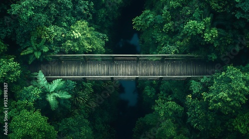 Forest aerial wildlife crossing forming a safe natural corridor bridge for animals to migrate between conservancy areas Environment nature reserve infrastructure engineering eco passag : Generative AI photo