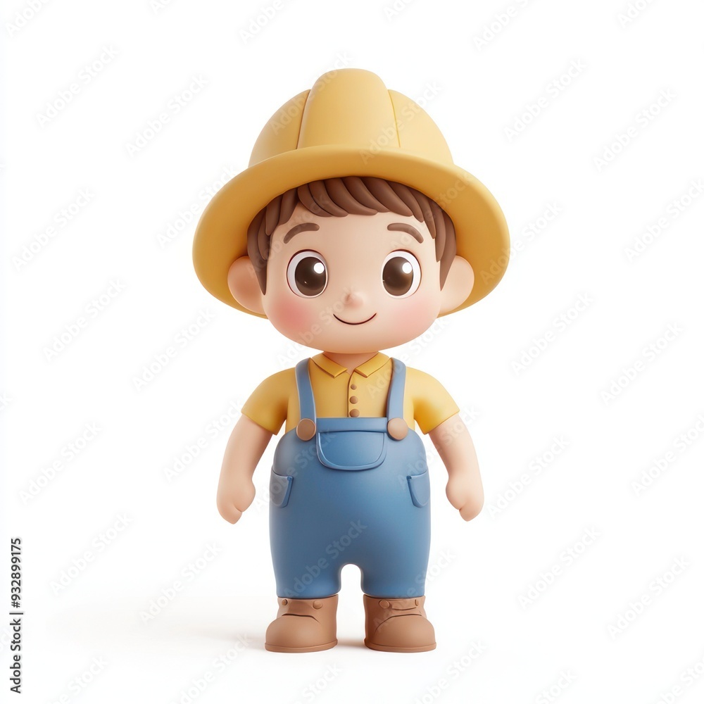 Adorable Clay Farmer Character in 3D with Kawaii Style on White Background, Generative Ai Adorable Clay Farmer Character in 3D with Kawaii Style on White Background, Generative Ai