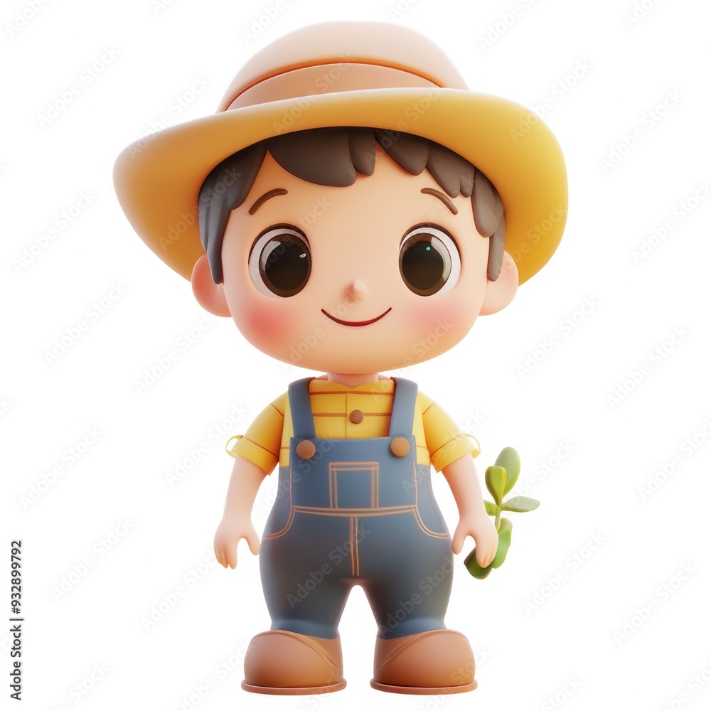 Adorable Clay Farmer Character in 3D with Kawaii Style on White Background, Generative Ai Adorable Clay Farmer Character in 3D with Kawaii Style on White Background, Generative Ai