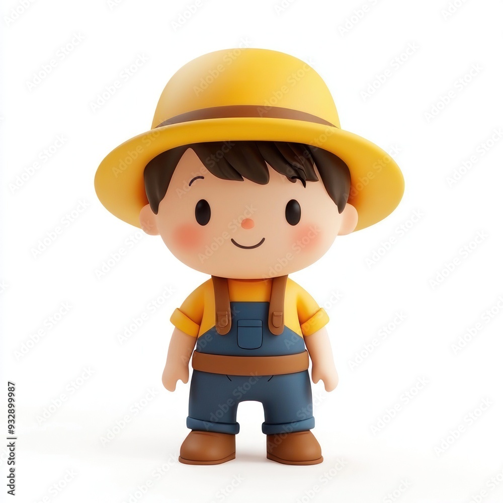 Adorable Clay Farmer Character in 3D with Kawaii Style on White Background, Generative Ai Adorable Clay Farmer Character in 3D with Kawaii Style on White Background, Generative Ai