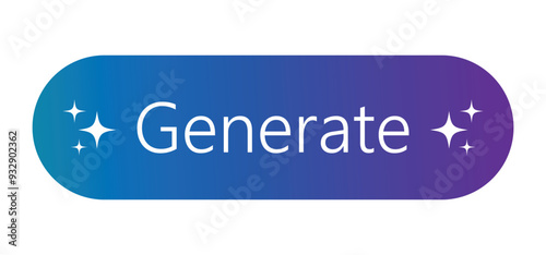 generate button for ai service. command prompt to generative ai icon for app, website, ui, ux. transparent png and vector illustration.