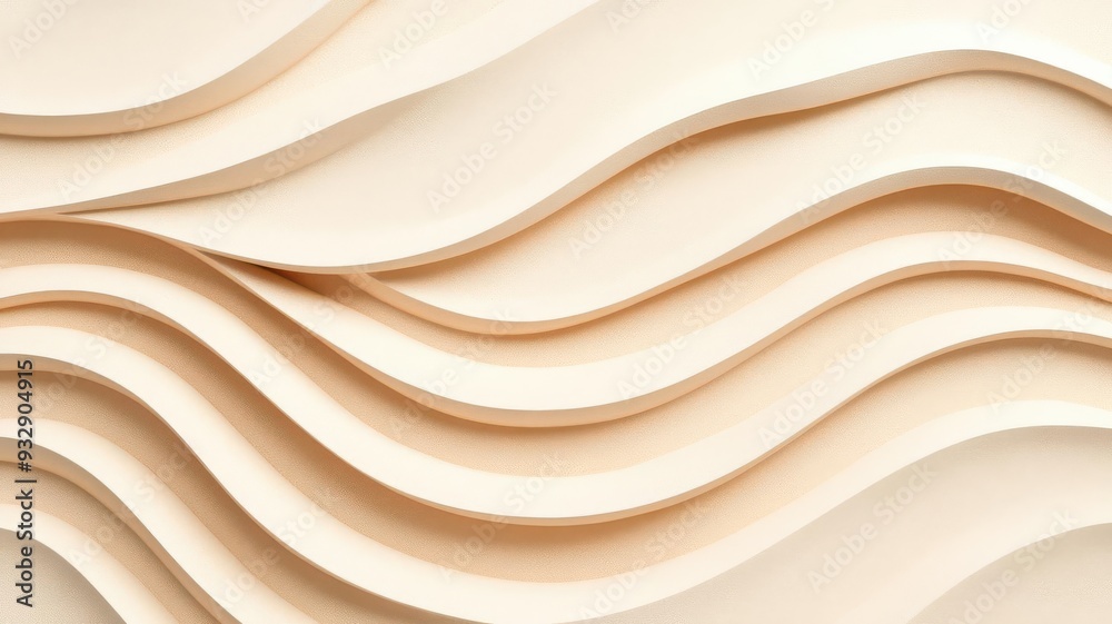 Obraz premium Abstract beige background with wavy lines and layers.