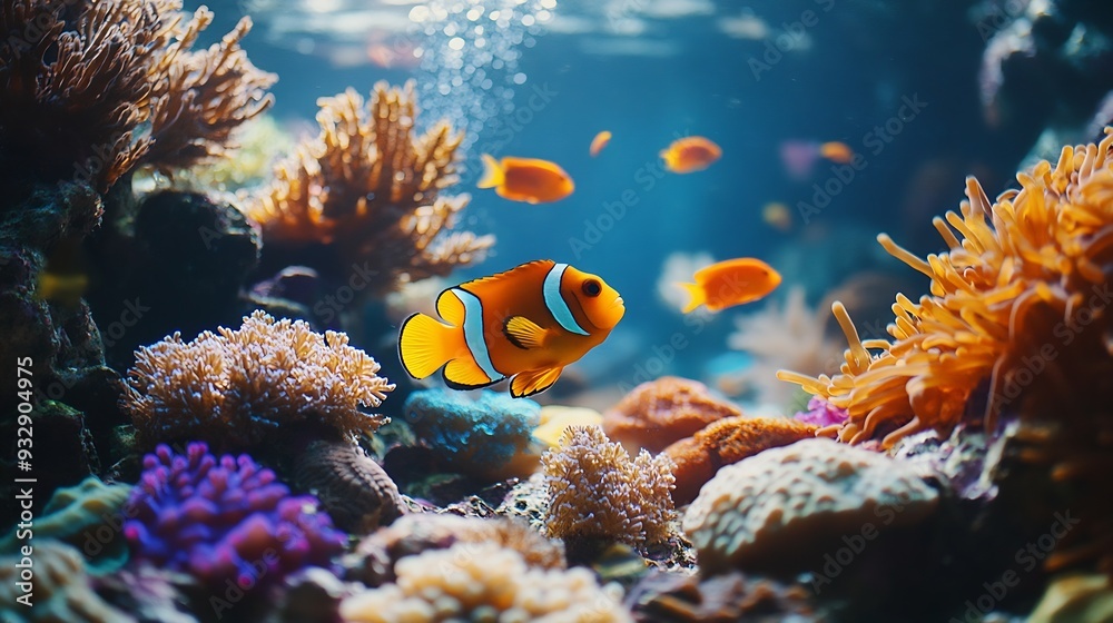A vibrant coral reef with a variety of colorful corals and small fish isolated : Generative AI A vibrant coral reef with a variety of colorful corals and small fish isolated : Generative AI
