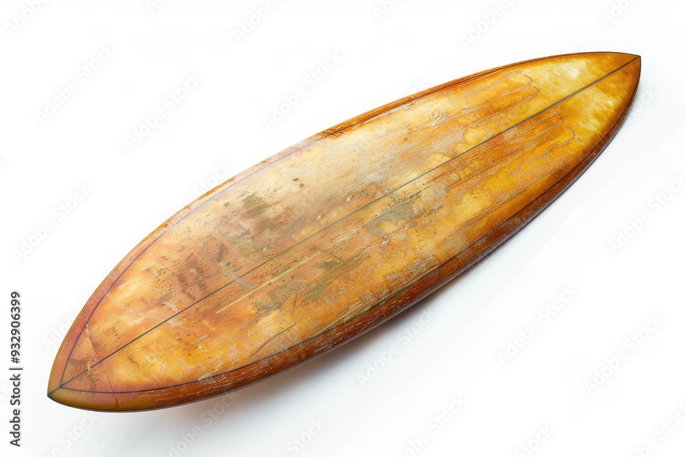 Retro 70 s foam surfboard on white background