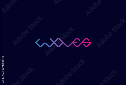 Waves Logo, letter Waves forming a waves in text waves typography logo, vector illustration