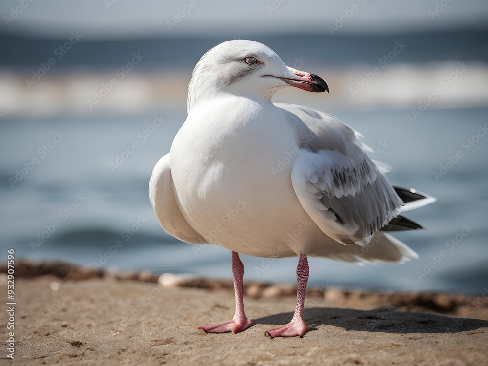 Obraz premium seagull on the beach,seagull on white background
