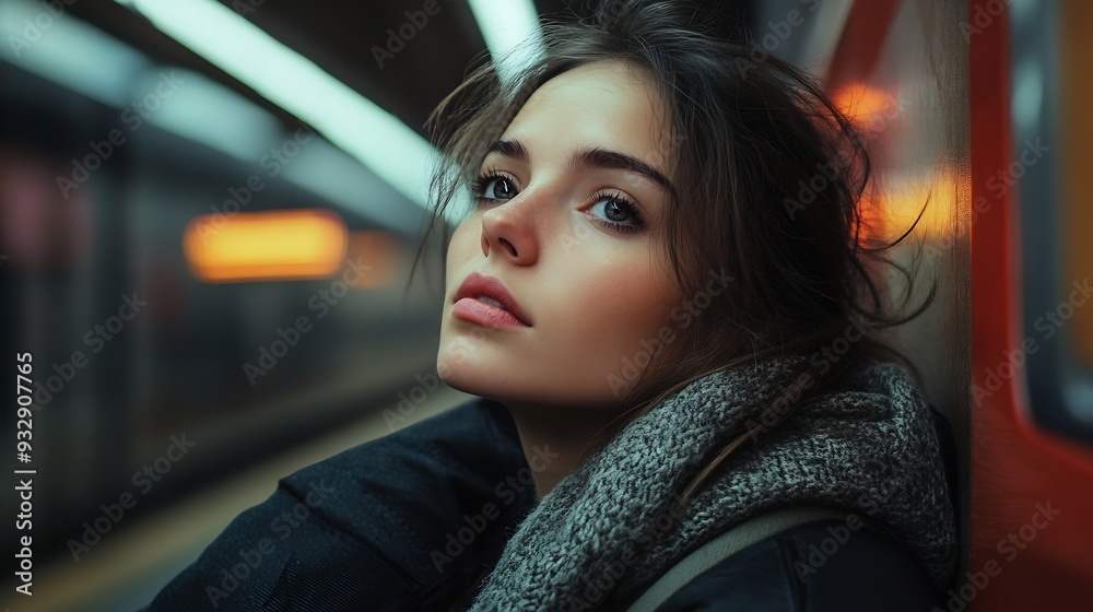 Woman in Ubahn public transport subway Berlin : Generative AI Woman in Ubahn public transport subway Berlin : Generative AI