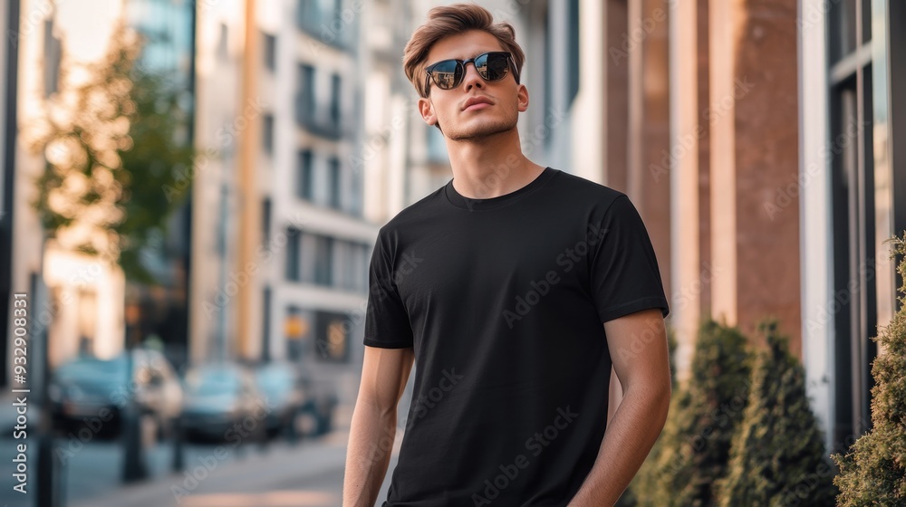 Young Model Shirt Mockup, Boy wearing black t-shirt on street in daylight, Shirt Mockup Template on hipster adult for design print, Male guy wearing casual t-shirt mockup placement . Young Model Shirt Mockup, Boy wearing black t-shirt on street in daylight, Shirt Mockup Template on hipster adult for design print, Male guy wearing casual t-shirt mockup placement .