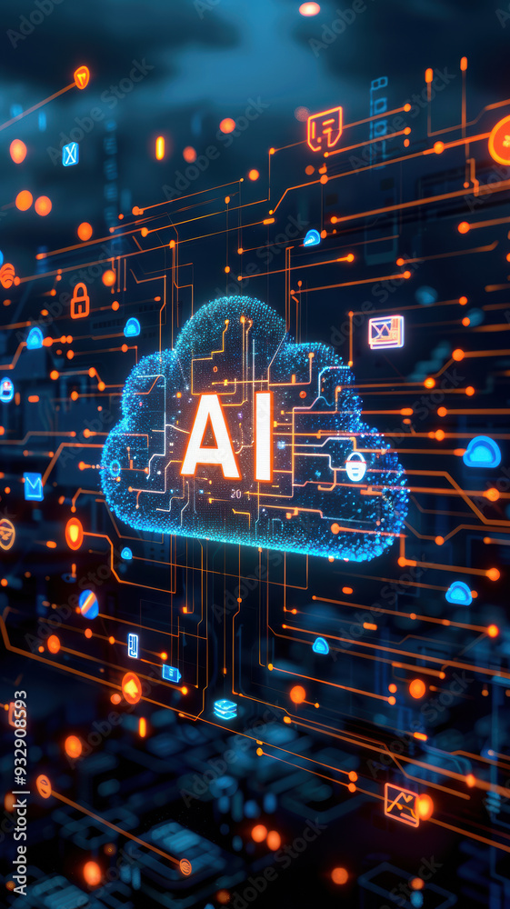 AI Letters Surrounded by Technology Icons AI Letters Surrounded by Technology Icons