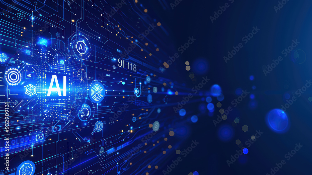 Dark Blue AI Circuit Background Dark Blue AI Circuit Background