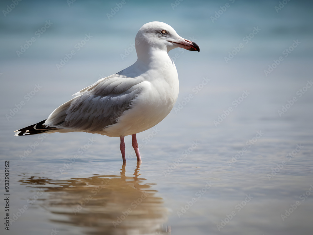 Fototapeta premium seagull on the beach,seagull on white background
