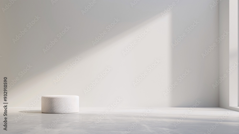 A pristine 3D environment with a neutral color palette and smooth textures offers an elegant space for featuring a product, with generous copy space for additional text and graphics.