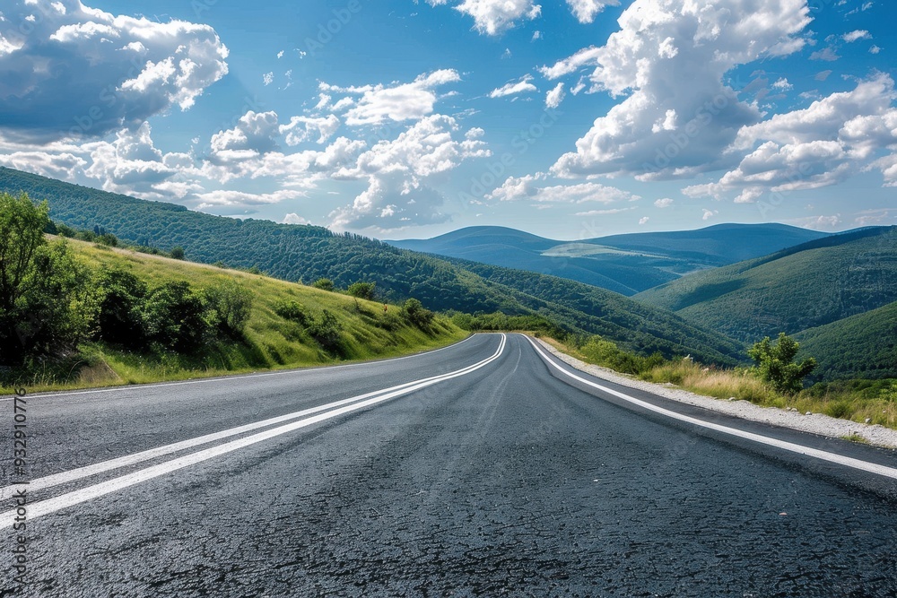 Road with hills and sky as backdrop Road with hills and sky as backdrop