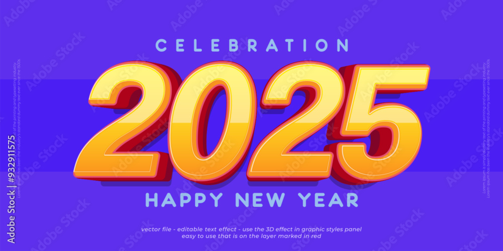 Fototapeta premium New year vector banner holiday celebration with 2025 editable numbers with blue background
