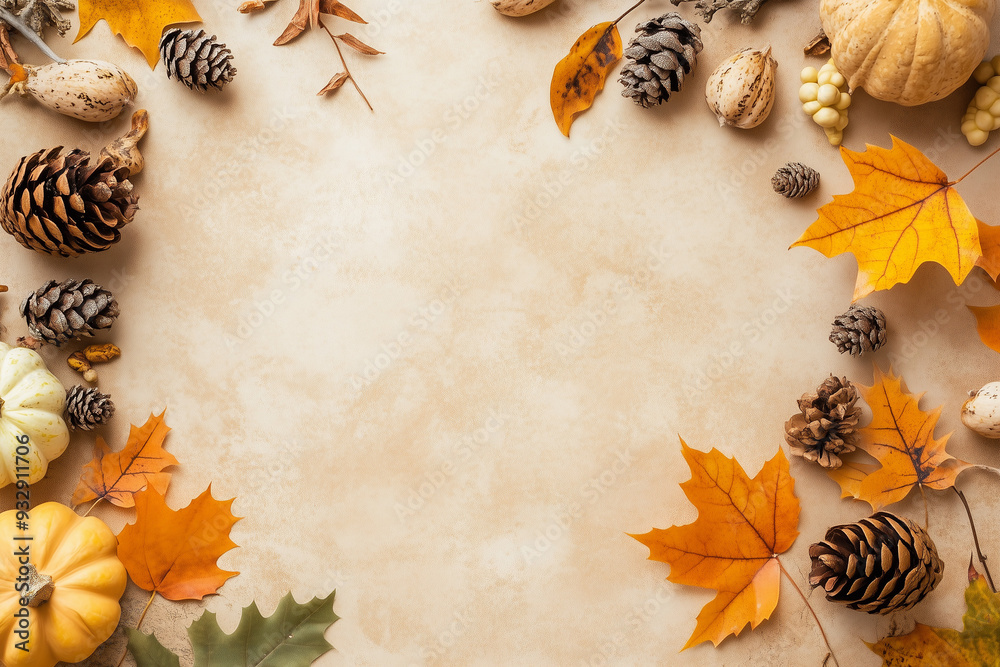 Autumnal Thanksgiving Still Life: Flat Lay with Warm Tones and Cozy Vibes Autumnal Thanksgiving Still Life: Flat Lay with Warm Tones and Cozy Vibes