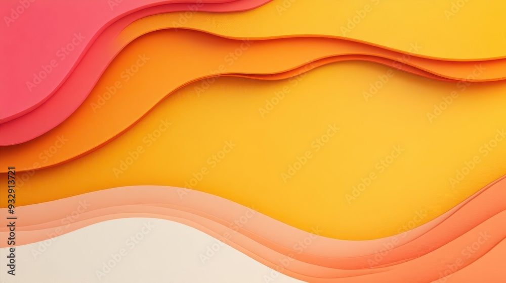 Obraz premium Abstract paper cut background with yellow, orange and pink layers.