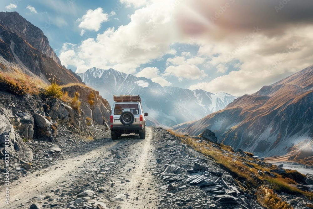 Rugged mountain offroading with obstacles thrilling wilderness expedition