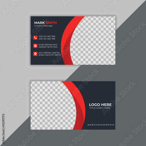 Business card design template, horizontal and modern professional business card vertical layout simple  visiting card clean template vector design.