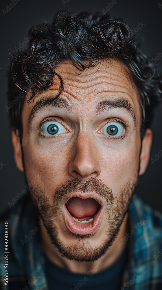Closeup portrait of an amazed man with a surprised expression on his face Closeup portrait of an amazed man with a surprised expression on his face