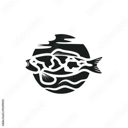 koi fish logo icon vector element design template